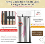 Lumizone Extra Tall Cat Gate 55.12" High Pressure Mounted Extra Wide 2025 New (17 Sizes) 1.37" Gap No Drilling Auto-Close One-Handed Operation Tall Pet Gate for Dogs(Black, 55.12" H x 42.52"-46.64" W)