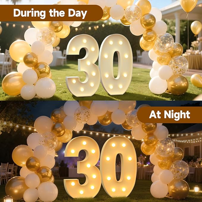 3FT Marquee Numbers 30, Large Light up Number 30 for Birthday Party Supplies, Sign, Backdrop, Happy 30th Birthday Decorations for 30 Years Old Women Men