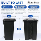 22 Gallon Step-On Trash Can/Container, Black Plastic Dustbin with Lid and Foot Pedal, Hands-Free Disposal