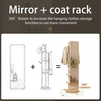 WoodsWhisper Full Length Mirror Coat Rack Solid Wood Floor Mirror 66"x12" Full Length Mirror with Stand Long Mirrors for Bedroom,Living Room