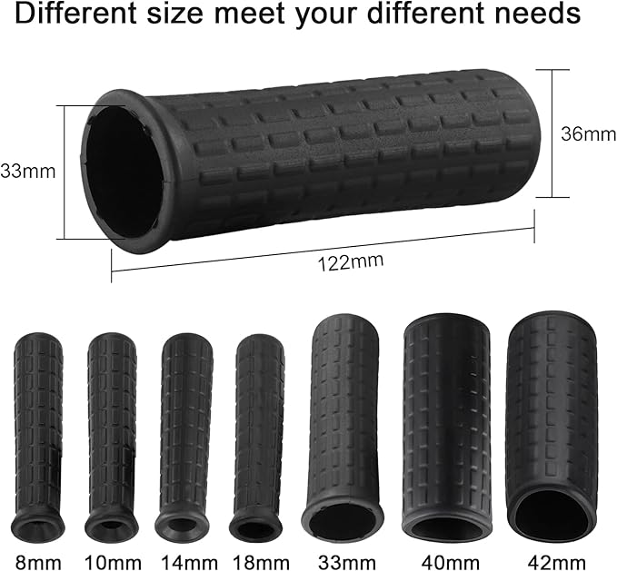 Rubber Handles for Wheelbarrow, 8-42mm Inner Diameter Wheelbarrow Handles Fit Most Wheelbarrows/Garden Cart, Non Slip & Shock Absorbing Handle Grips Replacement(122 x 33mm)