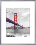 Frametory, 11x14 Metal Picture Frame with Mat for 8x10 Picture & Real Glass, Aluminum Photo Frame Collection (Dark Gray, 1 Pack)