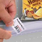 Shelf Label Strips, Pro Painter 25 Pack Self Adhesive 1.5”H Shelf Strip Price Tag Holder for Plastic, Metal and Wood Gondola Shelf, Clear Plastic Front/Clear Back Sign Holder for 48” Long Shelf
