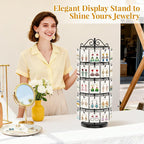 EsLuker.ly Earring Holder Organizer Rotating Display Tree Stand, Adjustable Height Earring Card Hanger Rack with 50 Hooks for Vendors Market Selling, 5 Tier Metal Jewelry Storage Tower, Black