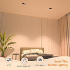LED Square Recessed Lighting, 24W Aluminum Trimless Downlight, Adjustable Ceiling Light with junction Box, 5 CCT 2700K-6000K, TRIAC Dimming Rotation Spotlight for Living Room Bedroom Hallway Kitchen