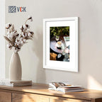 VCK 12x16 White Picture Frame set of 5, Textured Exclusive Wooden Photo Frames with HD glass | Matted to 8x12 or 12x16 without Mat | Wall Hanging