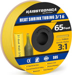 haisstronica 3:1 Heat Shrink Tubing, Shrink Ratio Adhesive Lined Marine Grade Heat Shrink Tube for Home, Automotive and Industrial (Yellow) 65FT 3/16inch