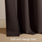 PONY DANCE Blackout Curtains for Bedroom 90 inches Long 2 Panels Set, Thermal Insulated Rod Pocket Black Out Window Drapes, Noise Reducing Window Treatment for Living Room(W52 x L90 inch, Brown)