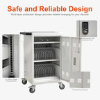 32 Devices Laptop Charging Cart with Password Lock,Tablet Storage Carts for Pad Up to 16.3" Screen,Classroom Computer Mobile Charging Station for Pads,Chromebooks,Laptops(White - Password Lock)