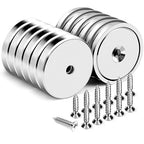 DIYMAG Neodymium Round Base Cup Magnet,100LBS Strong Rare Earth Magnets with Heavy Duty Countersunk Hole and Stainless Screws for Refrigerator Magnetic,Office,Craft,Etc-Dia 1.26 Inch-Pack of 12