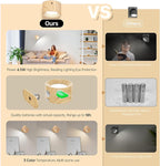 3Pack Battery Operated Wall Sconce, 3 Color Modes 3 Brightness Levels 360°Rotation Lighting Timer Touch & Remote Control, Wall Mounted Lamp LED Wall Lights for Bedroom Reading Bedside (Wood)