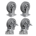 6'' × 2'' Caster Wheels, Heavy Duty Industrial Casters Set of 4 Rubber Wheels, Load 3600lbs Capacity, Swivel Caster for Cart Dolly Toolbox (2 Brake & 2 Rigid)