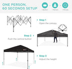 Best Choice Products 10x10ft 1-Person Setup Pop Up Canopy Tent Instant Portable Shelter w/ 1-Button Push, Case, 4 Weight Bags - Black
