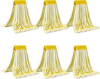 Matthew Cleaning Microfiber Tube Mop(Meduim,Yellow,6Pack) Heavy Duty Mop Head Replacement,Excellent Absorbency,Premium launderability,Reusable,Loop end for Home,Commercial and Industrial Use
