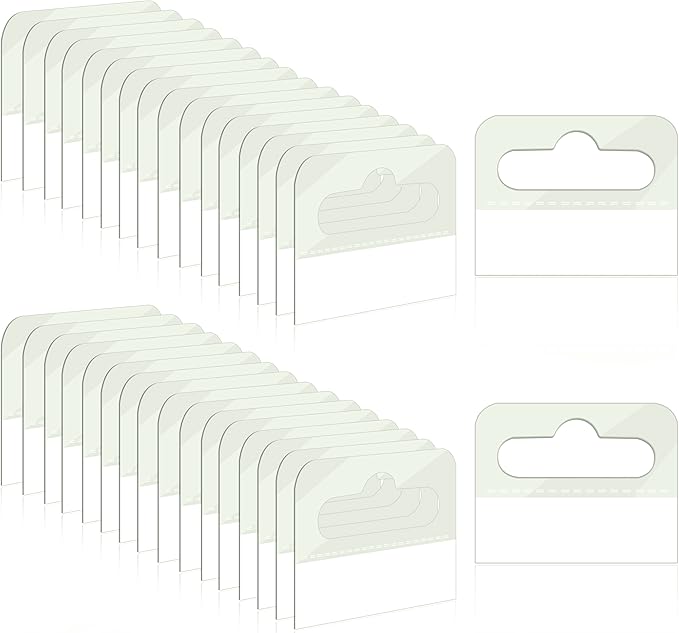 200 Pcs Hang Tabs, Clear Self-Adhesive Hanging Tabs, Heavy Duty Adhesive Hang Tags, Plastic Hang Tags with Slot Hole, Hanging Product Tags for Retail Display, 1.77x1.37 Inches