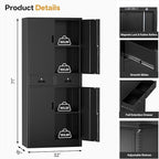 Metal Storage Cabinet，71" Garage Storage Cabinet with 2 Locking Drawer and 2 Adjustable Shelves ，Black Tool Cabinet，Lockable File Steel Cabinet for Home, Office, Gym, School.