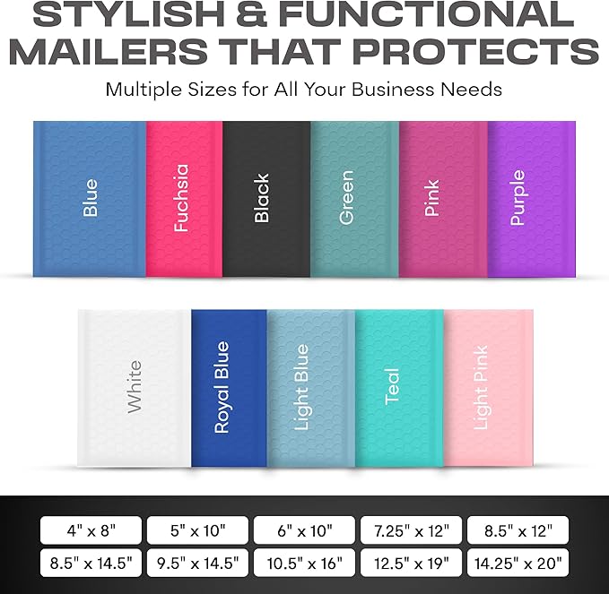 Black Poly Bubble Mailers 8.5x12 inch #2 | Self Seal Padded Envelopes | Cushioned Bubble Mailer | Usable Size 8.5x11 | WaterProof | Lightweight mailing Shipping Bags | 200 Pack Bulk