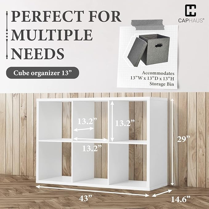 Fencer Wire 13-Inch Cube Storage Organizer Shelf, with Extra Thick Exterior Edge, Room Open Storage Shelf Divider, Bookcase, 6-Cube / 8-Cube / 9-Cube, Colors Available in Rustic Grey Oak and White