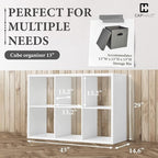 Fencer Wire 13-Inch Cube Storage Organizer Shelf, with Extra Thick Exterior Edge, Room Open Storage Shelf Divider, Bookcase, 6-Cube / 8-Cube / 9-Cube, Colors Available in Rustic Grey Oak and White