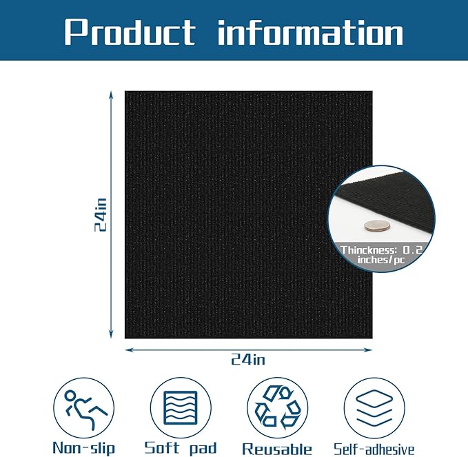 Peel and Stick Carpet Squares 24" x 24", Self Adhesive Non-Slip Carpet Tiles, Peel and Stick Soft Padded Carpet Tiles for Kitchen Bedrooms Indoor Outdoor(20 Tiles/80 sq ft)