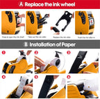 KPX Pricing Tag Gun, 8 Digits, 5150 White Labels, Yellow (Rectangular, Paper, 21*12 mm), One Touch Open System, Incl 3 Inker Rollers