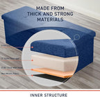Ornavo Home 43 Inch Folding Storage Ottoman with Storage Bench, Long Large Storage Ottoman Bench, Storage Chest, Foot Rest Stool, Bedroom Bench with Storage - (Navy)