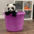 HOMZ 2-Pack Utility Tub, Large Plastic Storage Bucket with Rope Handles, 17 Gallon, Purple - Portable Indoor and Outdoor Buckets for Kitchen, Laundry, Garden, Bathroom, and Garage Organization