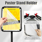 Sign Stand - Standing Sign Holder for 11x17 Inch, Pedestal Poster Sign Stand, Vertical and Horizontal View Displayed, Round Corner Sign Holder for Church School Parties Business Show, Black (2 Pack)