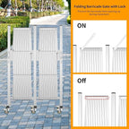 Expandable Barricade Gate,200"" Metal Safety Barrier Gate with Casters,Accordion Garden Yard Outdoor Indoor Fence Folding Security Dog Gates Wall Mount,White, Large