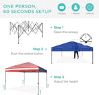 Best Choice Products 10x10ft 1-Person Setup Pop Up Canopy Tent Instant Portable Shelter w/ 1-Button Push, Case, 4 Weight Bags - American Flag