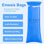 100 Pack Emesis Vomit Bags for Car, 1000 ml Blue Portable Nausea Bag for Pregnant Women, Leak Proof Puke Throw Up Nausea Bags for Travel Motion Sickness