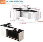 L-Shaped Reception Desk with Counter LED Light and Lockable Drawers and Storage Tall Modern Front Desk Reception Counter for Checkout Lobby Beauty Salon D Right 79inch/200cm