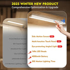 160LEDs Touch-Control Under Cabinet Lighting w/4000mAh Battery, Cordless Motion Sensor Under Counter Lights for Kitchen, Magnetic Rechargeable Closet Lights - 3Pack/White, 2025 Fall