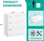 SISESOL 3 Drawer Lateral File Cabinet with Lock,White Lateral Filing Cabinet,Horizontal Metal Filing Cabinets,Locked Wide Three Drawer File Cabinets for Office Home,Fit A4/F4/Letter/Legal File