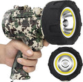 BUYSIGHT Rechargeable Spotlight Flashligh, 1000000 Lumen Hand held Spotlight Waterproof Flashlight Hunting floodlight with red Lens(Camouflage Green-COB)