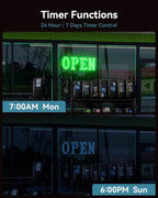 30"x10" Large LED Open Sign BT and Remote Control Open Signs Super Bright Dimmable Business Open Sign for Storefront Window Bar Salon Cafes Retail Shops Green