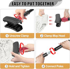 Industrial Commercial Mops for Floor Cleaning - Looped-End Heavy Duty Wet Mop with Long Handle for Hardwood Wood Tile Vinyl - Reusable Cotton Head for Home Garage Kichen Bathroom