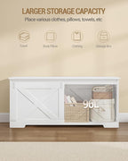 42.9" Storage Chest, Large Storage Trunk with 2 Hinges, Farmhouse Wooden Box Bench, Lift-Top Organizer Chest, Entryway Trunk for Bedroom, Living Room, White SB10903X