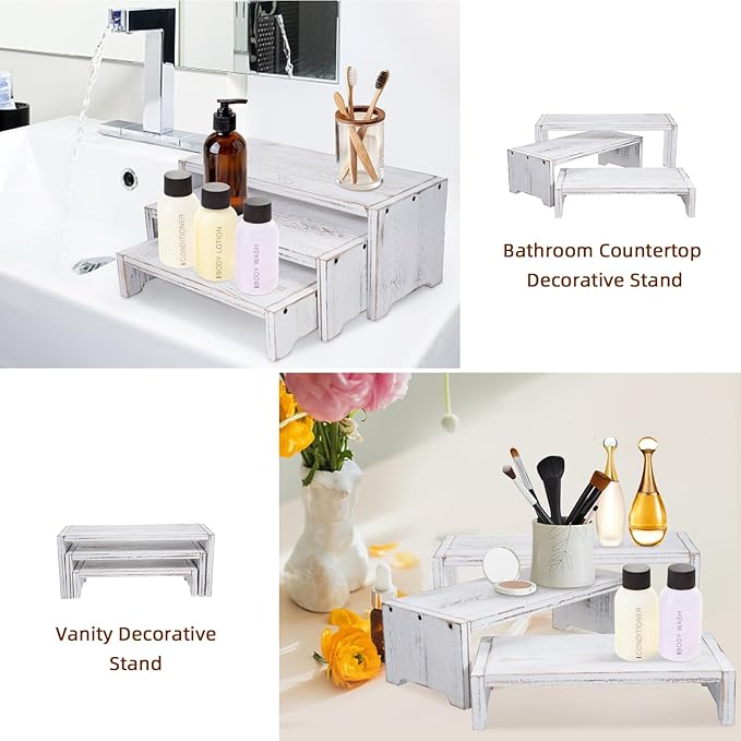 3-Tier Wooden Cupcake Stand & Display Risers, Multi-Tier Display Stand for Food, Desserts, & Collections
