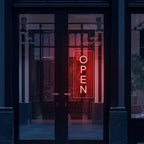 Vertical LED Open Signs for business – Super Bright - UV Printing Pattern, Remote Included - Large Size 18x45'' - Neon Open Sign for Café, Bar, Shop & Business Sign (Red)