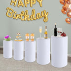DouSeiAi 5Pcs Cylinder Pedestal Stands for Party, White Round Cylinder Display Plinth Pillars for Wedding Birthday Cake Table Decor