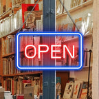 inShareplus 16"x 9" Super Bright Open Sign,12V LED Neon Open Signs for Business for Window, with ON/OFF Switch, Electric Light up Signs for Stores, Restaurants Retail Shops (Blue-Red-Horizontal)