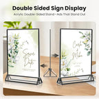 Acrylic Black Sign Holders 5x7, 12 Pack Wedding Black Table Number Holders, Double Sided Photo Display Picture Frame Paper Stand, Clear Flyer Stand Menu Holder for Wedding, Home, Party, Restaurant