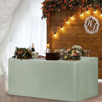 HolidayIdeas Fitted Table Covers - 96 x 30 Inch - 2 Pack Rectangle Tablecloths for 8 Foot Tables, Polyester Fabric Tablecloth for Parties, Holiday Dinner, Trade Show (Sage Green)