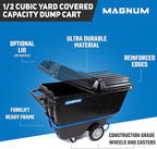Tilt Truck, 1/2 Cu. Yd. Capacity Dump Cart with Heavy Duty 12” Wheels & 5” Casters & Forklift-able Frame for Jobsites, 850 lbs, Trash Cart with Wheels DUC12T-F-02PK (2-Pack)