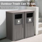 Outdoor Double Barrel Trash Can,Waterproof Resin Garbage Can with Garbage Labels,Durable Waste Bin for Porch, Backyard,Kitchen,for 30 to 39 Gallon Trash Bags