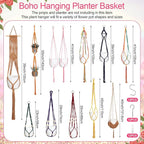 Hoteam 12 Pcs Macrame Plant Hangers Macrame Hanging Planters for Indoor Plants Handmade Boho Hanging Baskets Flower Pots Holder for Outdoor Home Wall Decor