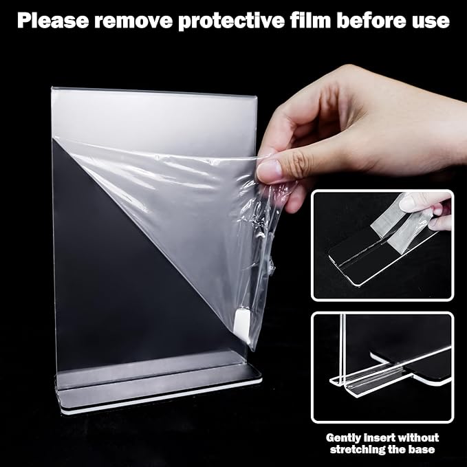 Acrylic Sign Holder 8.5 x 11, 24 Pack Clear Double-Sided Acrylic Display Stand for Vertical Tabletop Use, Perfect for Menus, Flyers, and Paper in Restaurants, Hotels, Office