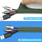 Automotive Wire Loom Tubing, Split Braided Cord Protectors from Pets No Chew, Flexible Cable Sleeve Cable Management for TV/Computer/Electric Wires (Deep Green, 5/16"-25ft)