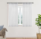 XTMYI Short Length Curtains for Windows,Linen Sheer Cutains for Bedroom Kitchen,45 Inch Long,White